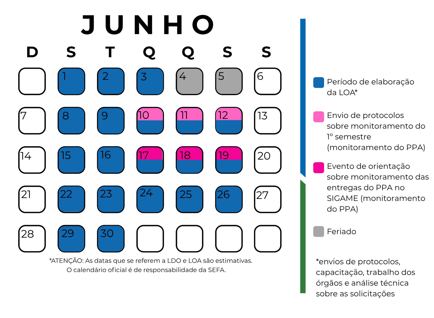 Calendário Junho