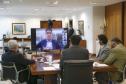 O governador Carlos Massa Ratinho Junior se reuniu nesta segunda-feira (21), por videoconferência, com a diretoria do Banco Mundial (BIRD) para alinhar as etapas de contratação de uma linha de crédito no valor de US$ 130 milhões (R$ 654 milhões na cotação atual). Foto: Jonathan Campos/AEN