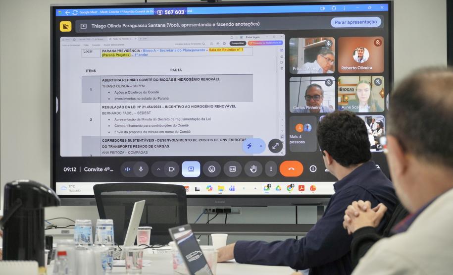 Comitê de Biogás e Hidrogênio Renovável realiza reunião presencial na sede da Secretaria do Planejamento